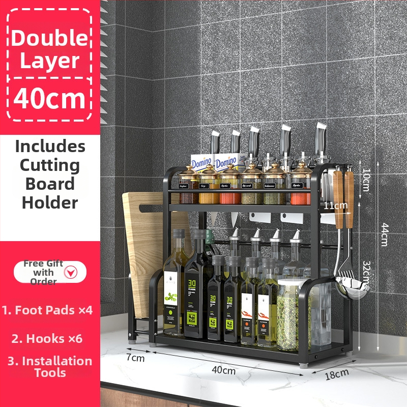 Nerezový viacúrovňový stojan na koreniny, stolný, bez vrtania, moderný minimalistický štýl