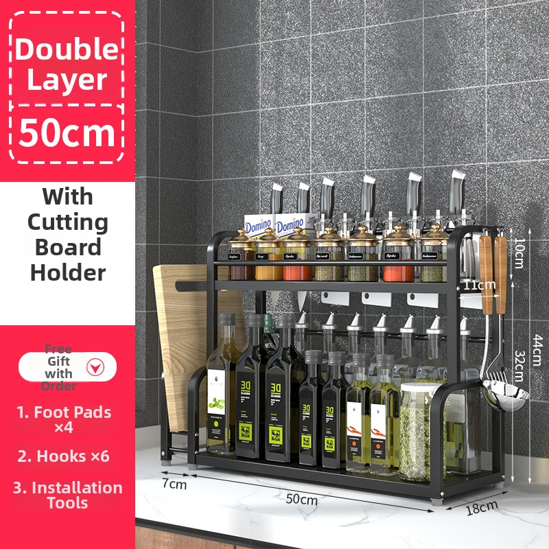 Nerezový viacúrovňový stojan na koreniny, stolný, bez vrtania, moderný minimalistický štýl