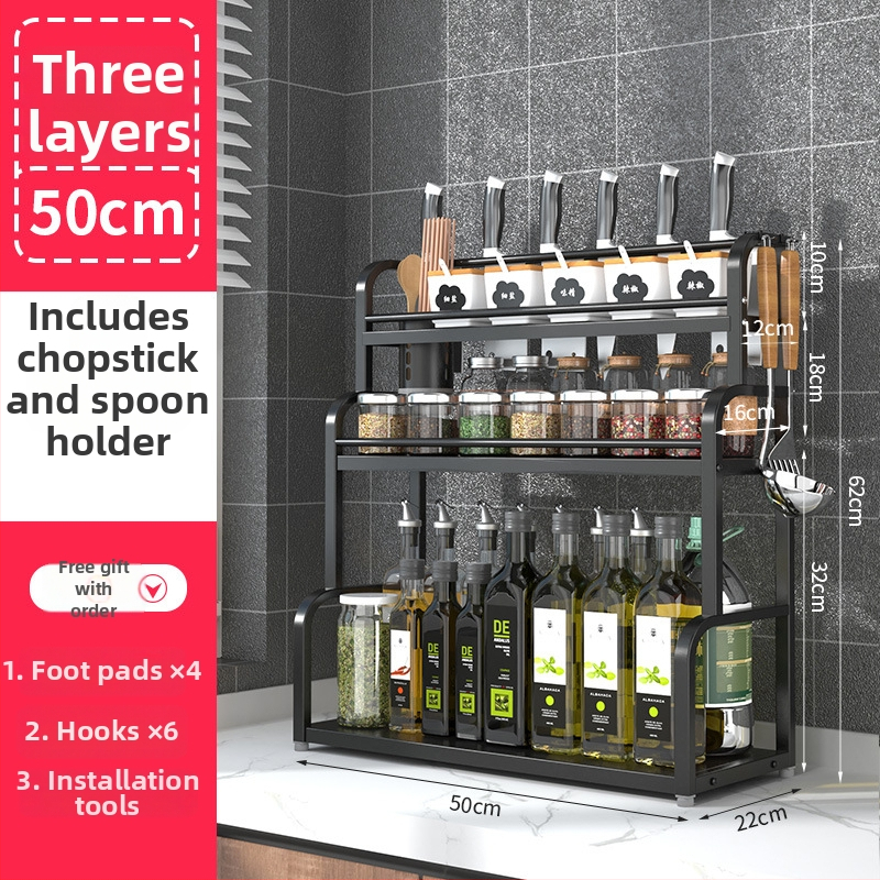 Nerezový viacúrovňový stojan na koreniny, stolný, bez vrtania, moderný minimalistický štýl