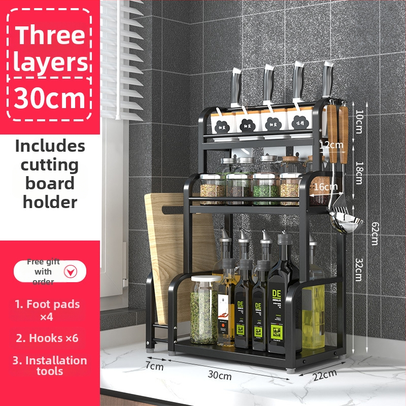 Nerezový viacúrovňový stojan na koreniny, stolný, bez vrtania, moderný minimalistický štýl