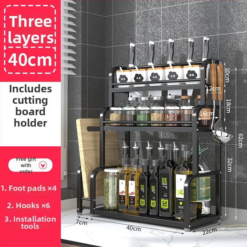 Nerezový viacúrovňový stojan na koreniny, stolný, bez vrtania, moderný minimalistický štýl