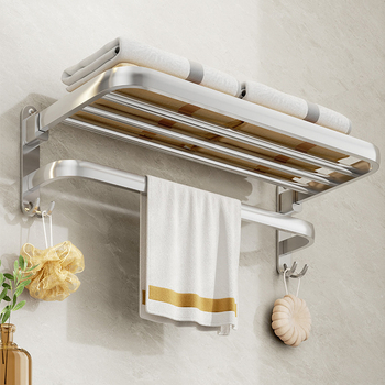 Regal za kupaonicu od aluminijske legure, oksidirana površinski sloj, 5-dijelni set, montaža bez bušenja