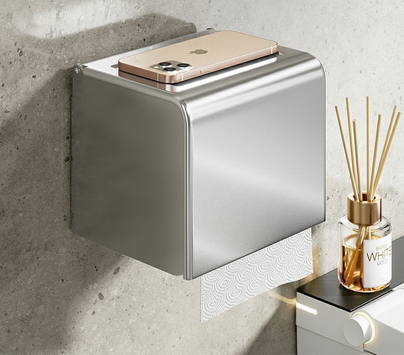 Regal za kupaonicu od aluminijske legure, oksidirana površinski sloj, 5-dijelni set, montaža bez bušenja