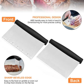 Set de unelte BBQ – oțel inoxidabil, spatulă pentru hamburger, lopată și tăietor de făină