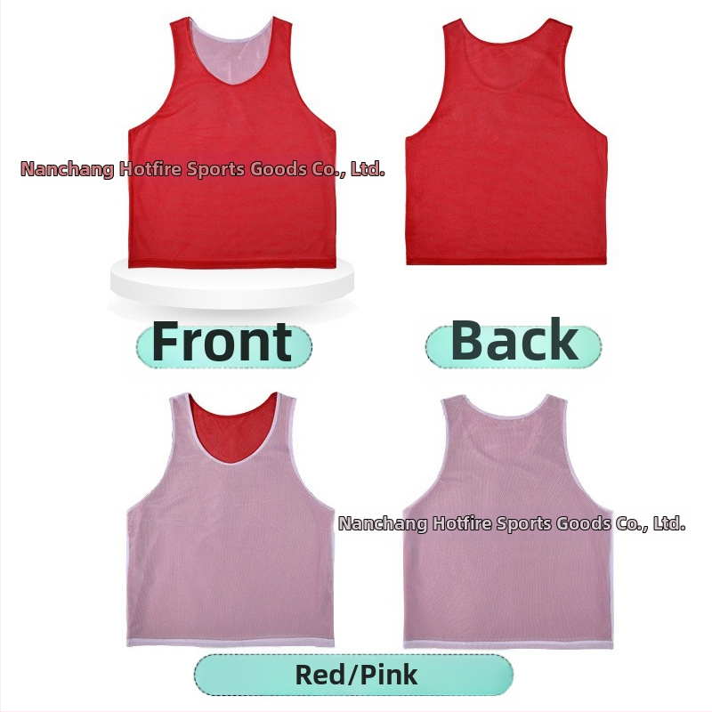 Dvojvrstvové tréningové tielko s dvoma sieťovinami vpred aj vzadu pre futbalový tím, s logom a číslom na prispôsobenie