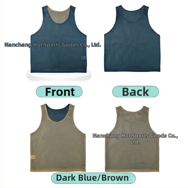 Dvojvrstvové tréningové tielko s dvoma sieťovinami vpred aj vzadu pre futbalový tím, s logom a číslom na prispôsobenie