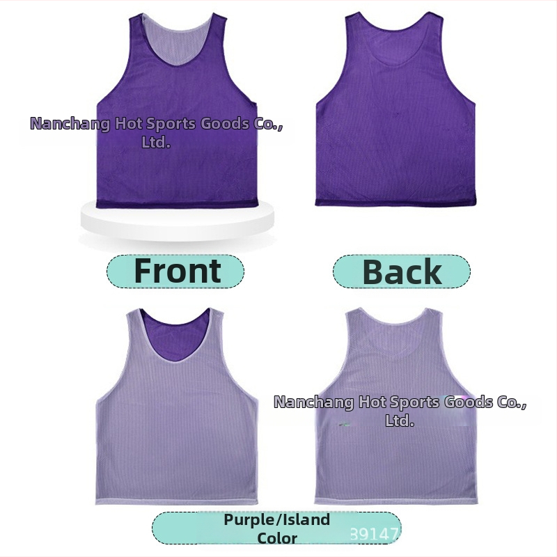 Dvojvrstvové tréningové tielko s dvoma sieťovinami vpred aj vzadu pre futbalový tím, s logom a číslom na prispôsobenie