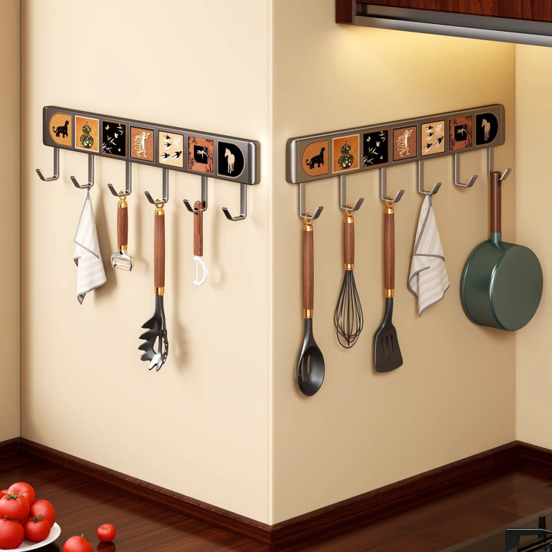 Πολυλειτουργική Κρεμάστρα Κουζίνας με Γάντζους, Αλουμίνιο Διαστημικής Ποιότητας, Τοίχου, Μοντέρνος Μινιμαλισμός, Περισσότερες από Τρεις Σειρές Γάντζων, Χωρητικότητα 0–1 kg