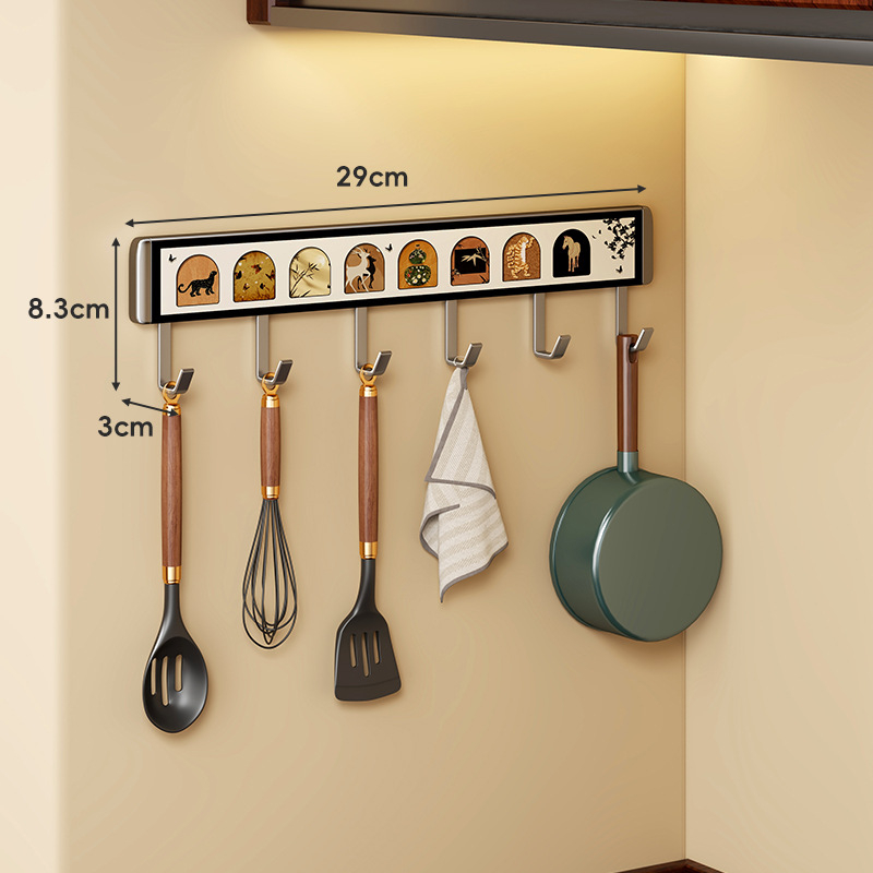 Πολυλειτουργική Κρεμάστρα Κουζίνας με Γάντζους, Αλουμίνιο Διαστημικής Ποιότητας, Τοίχου, Μοντέρνος Μινιμαλισμός, Περισσότερες από Τρεις Σειρές Γάντζων, Χωρητικότητα 0–1 kg