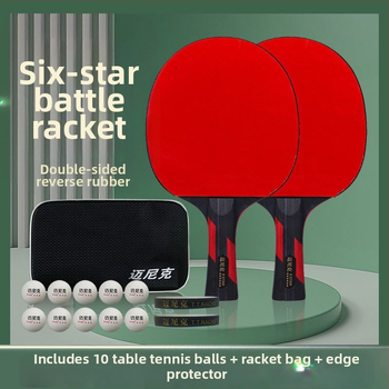 Rakieta do ping-pongu s dvojitou hviezdou, pre začiatočníkov – deti a dospelí, guma s dlhým lepidlom, PE doska, vodorovné a penhold úchop