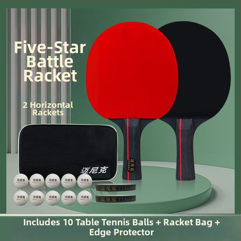 Rakieta do ping-pongu s dvojitou hviezdou, pre začiatočníkov – deti a dospelí, guma s dlhým lepidlom, PE doska, vodorovné a penhold úchop