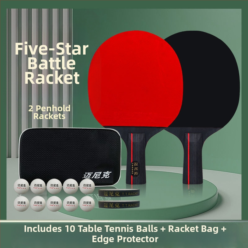 Rakieta do ping-pongu s dvojitou hviezdou, pre začiatočníkov – deti a dospelí, guma s dlhým lepidlom, PE doska, vodorovné a penhold úchop