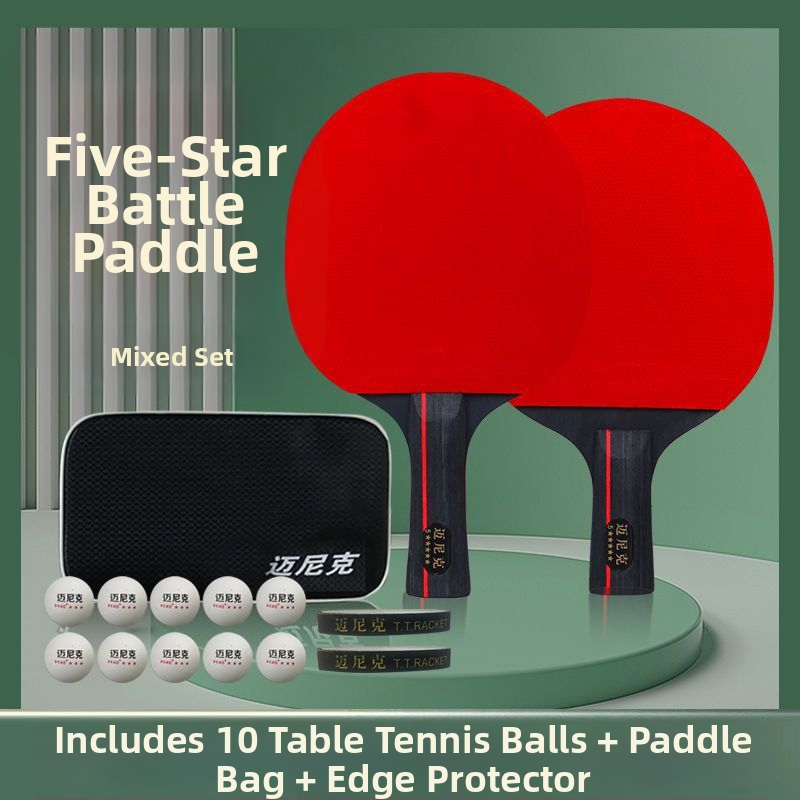 Rakieta do ping-pongu s dvojitou hviezdou, pre začiatočníkov – deti a dospelí, guma s dlhým lepidlom, PE doska, vodorovné a penhold úchop