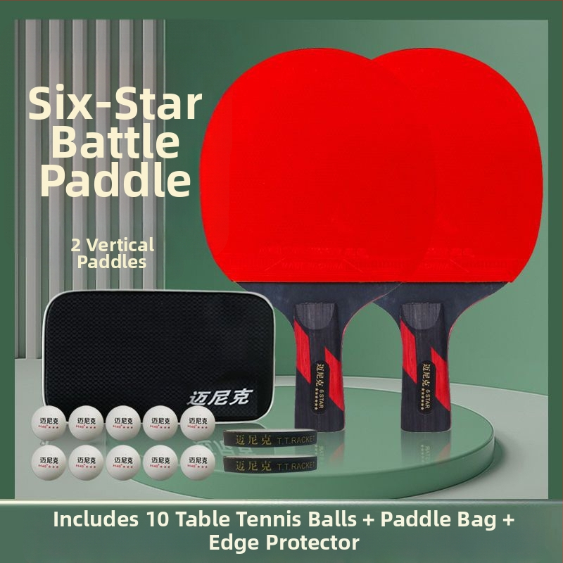 Rakieta do ping-pongu s dvojitou hviezdou, pre začiatočníkov – deti a dospelí, guma s dlhým lepidlom, PE doska, vodorovné a penhold úchop