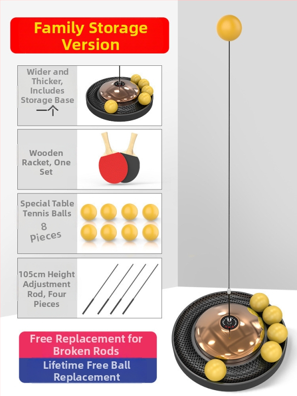 Tréner na stolný tenis pre domáce použitie – samostatné cvičenie, rodinné hranie, pre deti 3–5 rokov, verzia pre dospelých