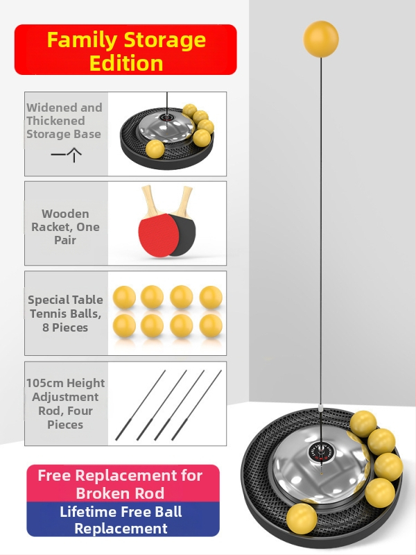 Tréner na stolný tenis pre domáce použitie – samostatné cvičenie, rodinné hranie, pre deti 3–5 rokov, verzia pre dospelých