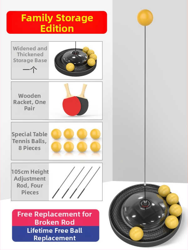 Tréner na stolný tenis pre domáce použitie – samostatné cvičenie, rodinné hranie, pre deti 3–5 rokov, verzia pre dospelých