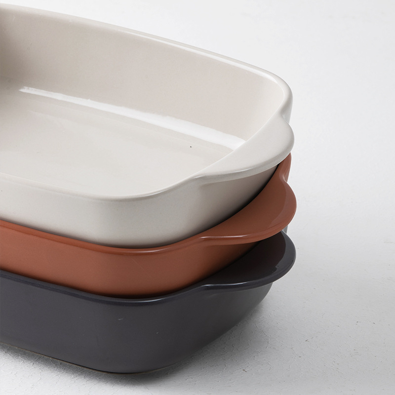 Tavă ceramică dreptunghiulară pentru cuptor, cu mânere duble, compatibilă cu microunde