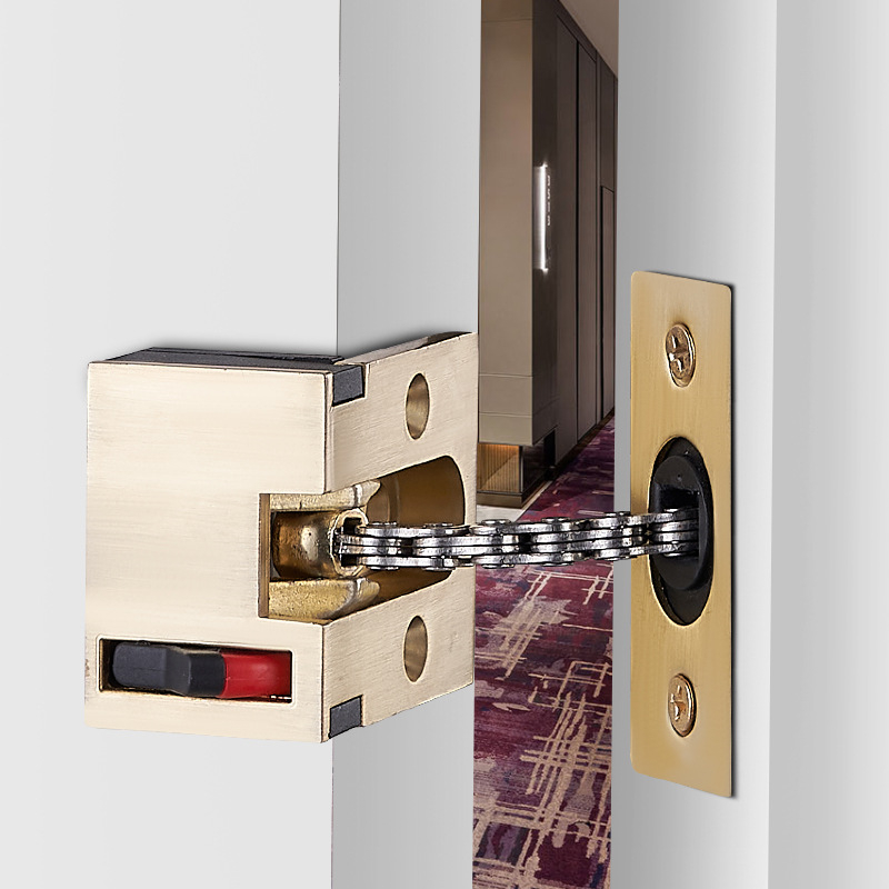 Lanț de ușă ascuns anti-furt, din oțel inoxidabil, încuietoare tip F, placare electrolitică