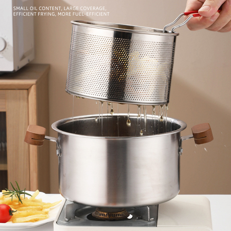 304 Ανοξείδωτος πολυλειτουργική κατσαρόλα για οικιακή χρήση – τηγάνισμα και ατμό, με διπλές λαβές και καπάκι από θερμοσκληρυμένο γυαλί, με μονό πάτο