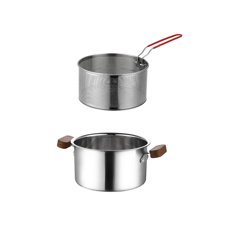 304 Ανοξείδωτος πολυλειτουργική κατσαρόλα για οικιακή χρήση – τηγάνισμα και ατμό, με διπλές λαβές και καπάκι από θερμοσκληρυμένο γυαλί, με μονό πάτο