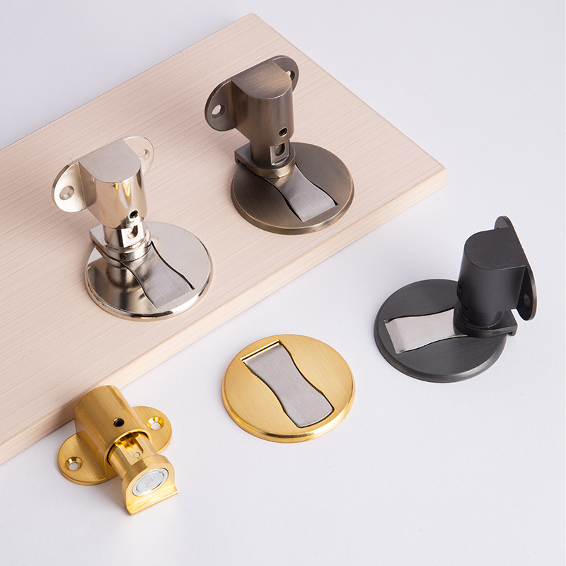 Opritor de ușă din aliaj de zinc, montat pe podea, reglabil pe înălime, fără găuri, magnet puternic și fixare ascunsă pentru ușă (Model 322)