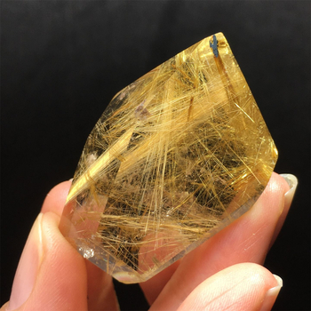 Kristály dísz, titán kristály, csiszolt polyéder, nyers kő