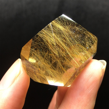 Kristály dísz, titán kristály, csiszolt polyéder, nyers kő