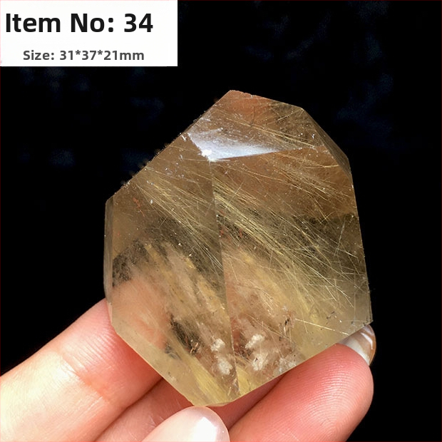 Kristály dísz, titán kristály, csiszolt polyéder, nyers kő