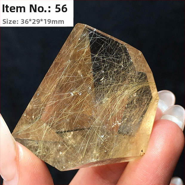 Kristály dísz, titán kristály, csiszolt polyéder, nyers kő