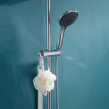 Suport pentru duș cu două cârlige, fără găuri, țeavă reglabilă, suport pentru capul de duș – accesorii set duș (Model: 8888 • Material: Plastic • Finisare: Electroplating • Brand: Juedu)