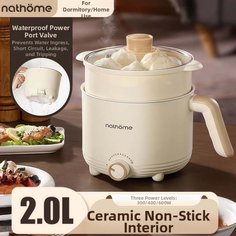 Elektrická varná nádoba – 2 L keramická vnútorná nádoba, ovládanie gombom, Grill & Shabu-Shabu, 1 vnútorná nádoba, vykurovanie zo základne