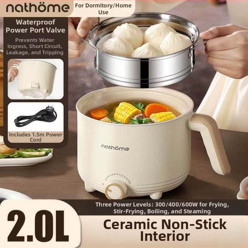 Elektrická varná nádoba – 2 L keramická vnútorná nádoba, ovládanie gombom, Grill & Shabu-Shabu, 1 vnútorná nádoba, vykurovanie zo základne