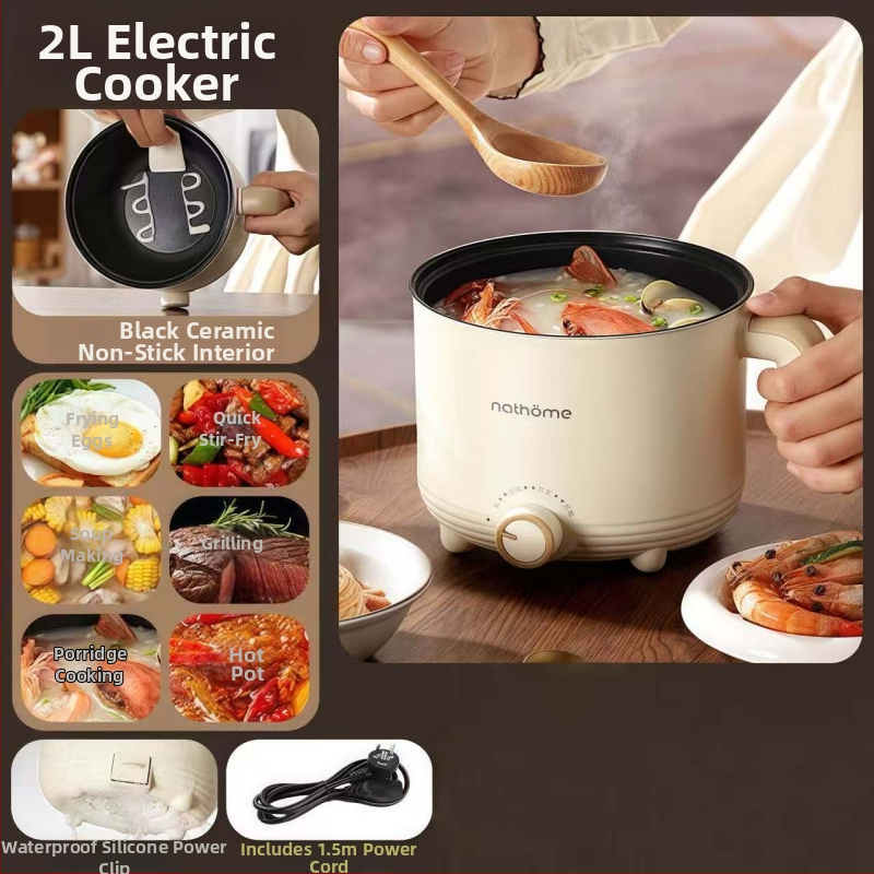 Elektrická varná nádoba – 2 L keramická vnútorná nádoba, ovládanie gombom, Grill & Shabu-Shabu, 1 vnútorná nádoba, vykurovanie zo základne
