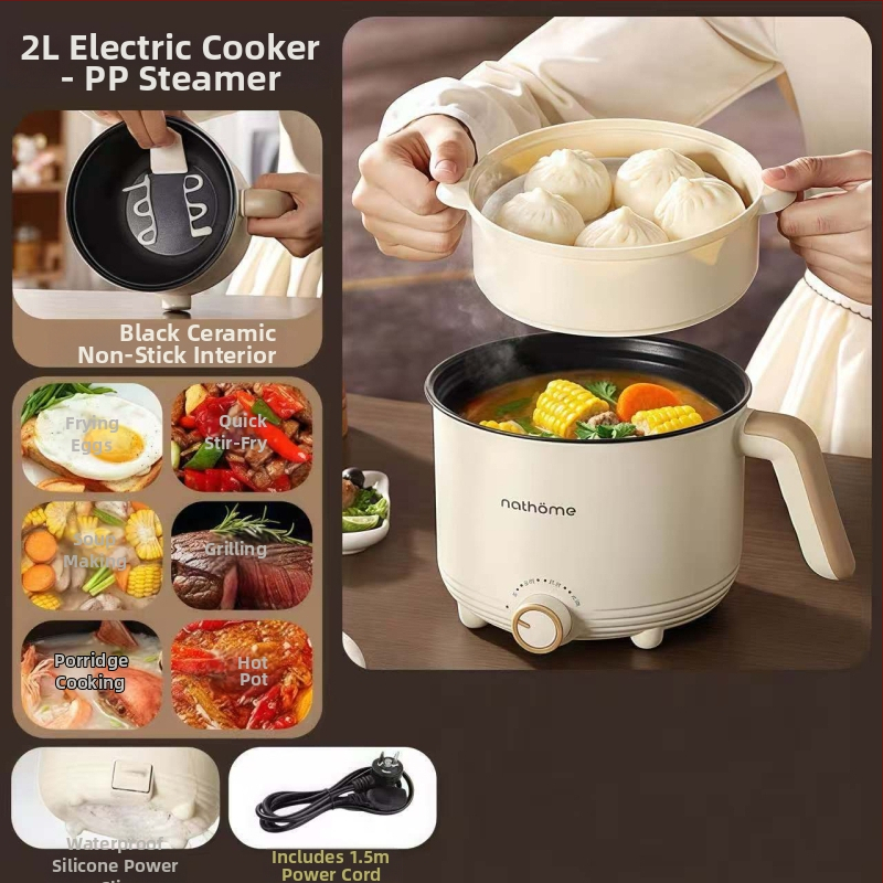 Elektrická varná nádoba – 2 L keramická vnútorná nádoba, ovládanie gombom, Grill & Shabu-Shabu, 1 vnútorná nádoba, vykurovanie zo základne