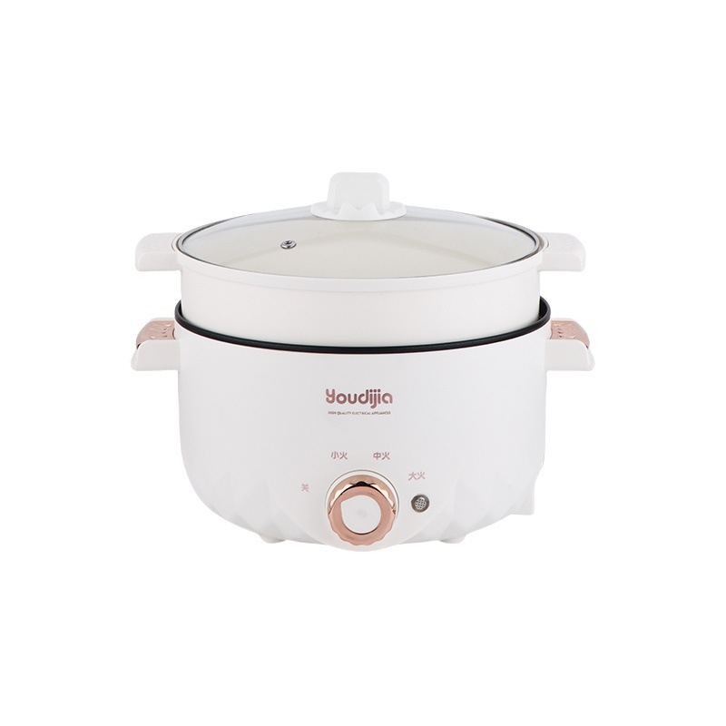 YOUDIJIA Električna posuda za kuhanje, do 800W, 110V, funkcije: para, piranje, prženje na tavi, kuhanje, dinstanje, hot pot i grill 2 u 1, pogodna za 2-3 osobe