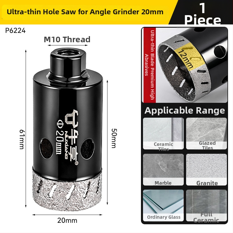 Otvárač otvorov pre uhlovú brúsku na keramické dlaždice a sklo — ultra tenký, s viacerými otvormi, širokým otvorom, suché vŕtanie
