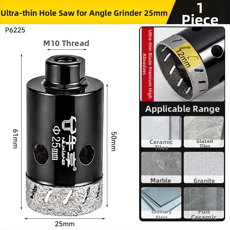 Otvárač otvorov pre uhlovú brúsku na keramické dlaždice a sklo — ultra tenký, s viacerými otvormi, širokým otvorom, suché vŕtanie