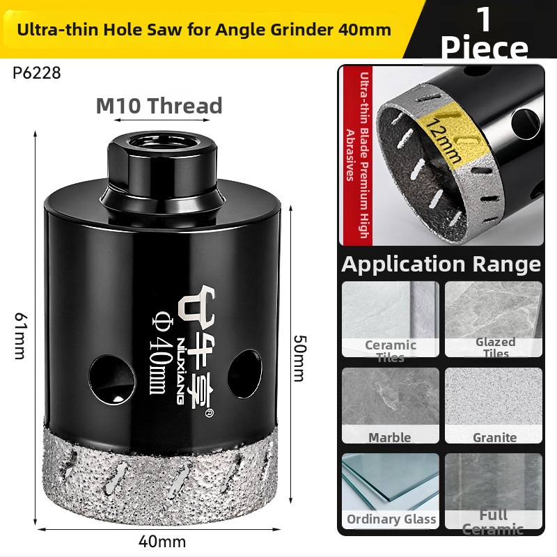 Otvárač otvorov pre uhlovú brúsku na keramické dlaždice a sklo — ultra tenký, s viacerými otvormi, širokým otvorom, suché vŕtanie