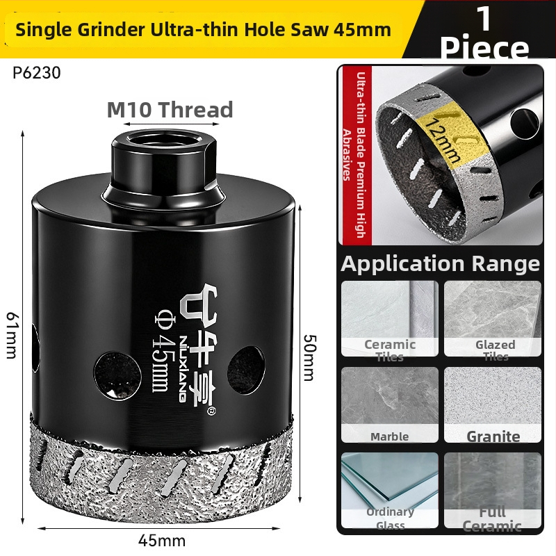 Otvárač otvorov pre uhlovú brúsku na keramické dlaždice a sklo — ultra tenký, s viacerými otvormi, širokým otvorom, suché vŕtanie
