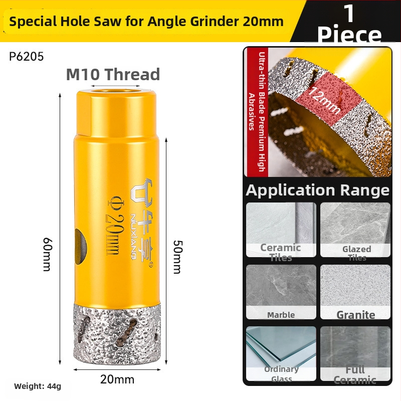 Otvárač otvorov pre uhlovú brúsku na keramické dlaždice a sklo — ultra tenký, s viacerými otvormi, širokým otvorom, suché vŕtanie