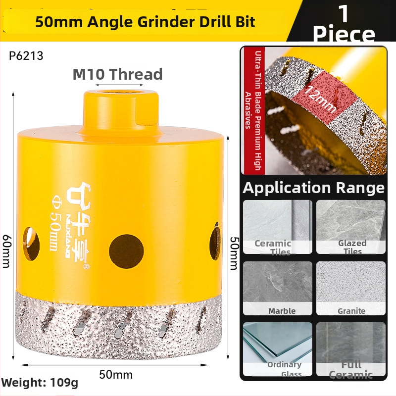 Otvárač otvorov pre uhlovú brúsku na keramické dlaždice a sklo — ultra tenký, s viacerými otvormi, širokým otvorom, suché vŕtanie