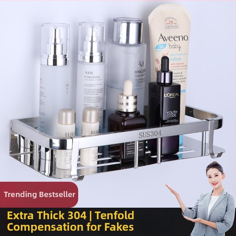 Raft de depozitare din oțel inoxidabil 304 pentru baie și bucătărie, montaj fără găuri