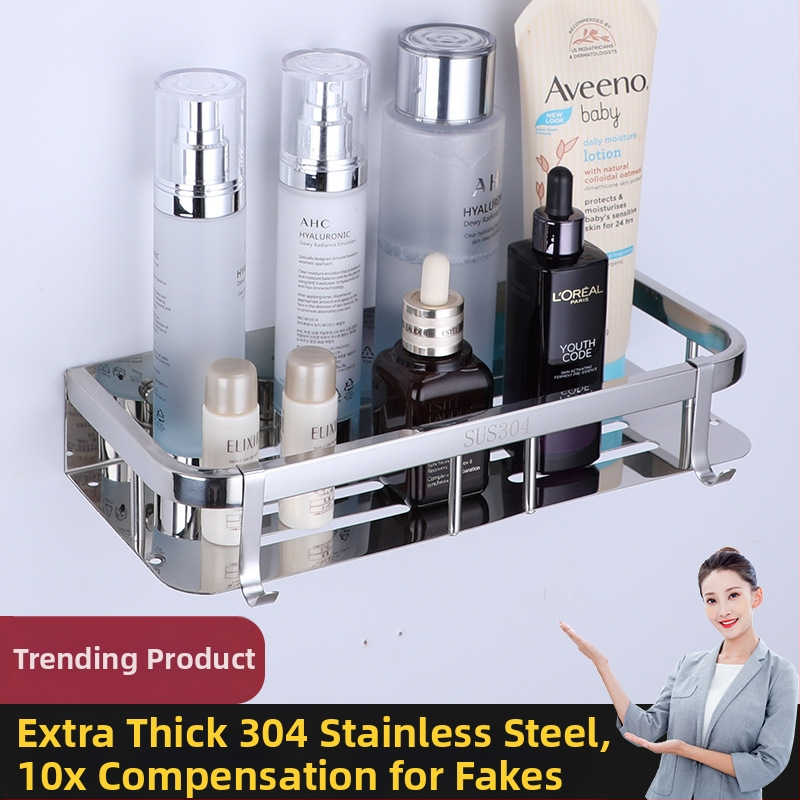 Raft de depozitare din oțel inoxidabil 304 pentru baie și bucătărie, montaj fără găuri
