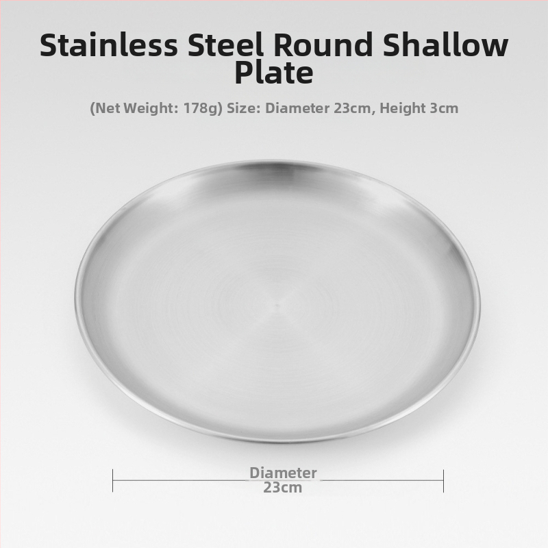 Sada piatich tanierov z nehrdzavejúcej ocele na piknik – kruhové tenké taniere, prenosné, odolné voči teplu