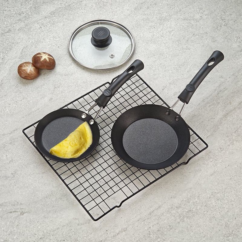 Trendy Cube Mini Neizlijevajući tiganj za jaja s poklopcem od kaljenog stakla – fino željezo, kompatibilan sa svim štednjacima