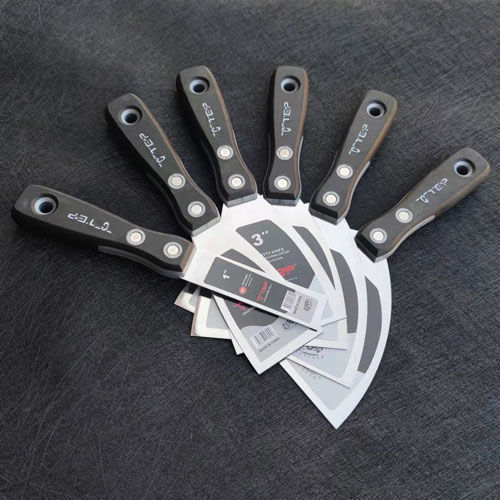 Rozsdamentes acél vakoló kés vastagított élű, eszköz a falak gletteléséhez