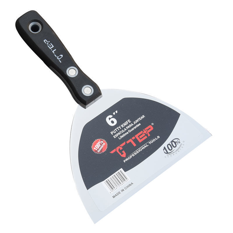 Rozsdamentes acél vakoló kés vastagított élű, eszköz a falak gletteléséhez