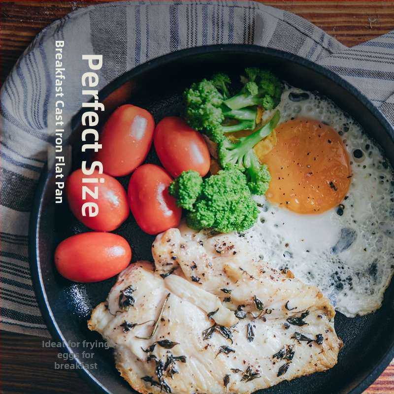 Bez povlaku liatinová panvica, malá veľkosť, na vajcia, palacinky, steaky a knedličky