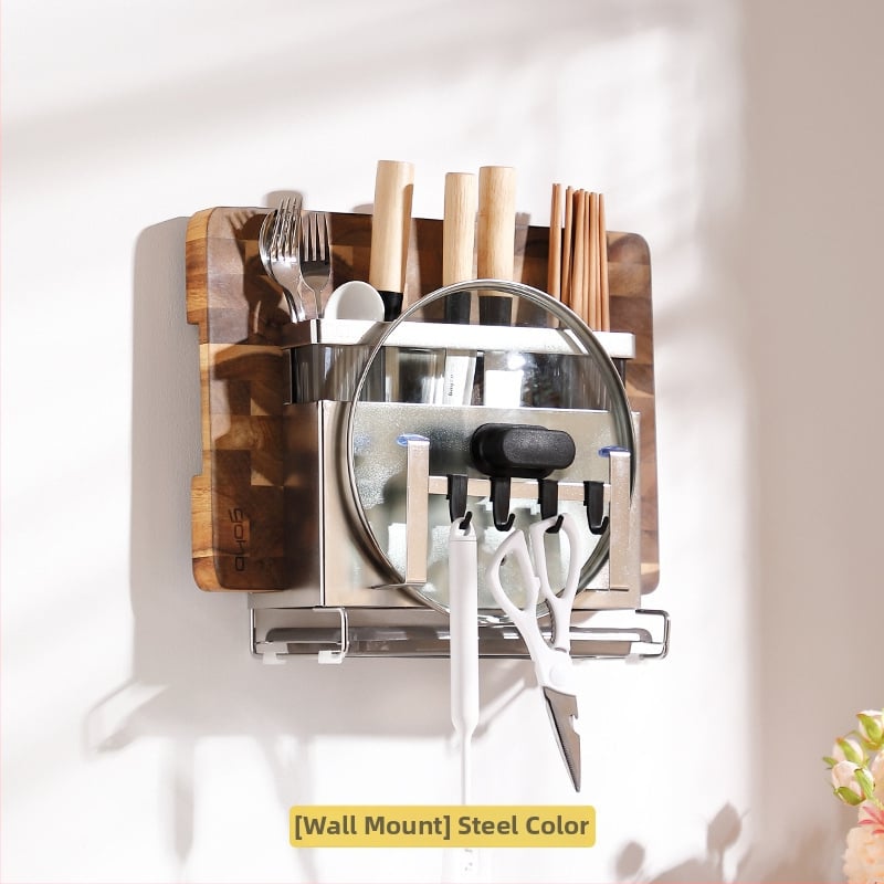 Ανοξείδωτος χώρος αποθήκευσης μαχαιρών και ράφι για σανίδες κοπής, κουζίνα, επιτραπέζιος, πολυλειτουργικός, φορητός, χωρίς εγκατάσταση